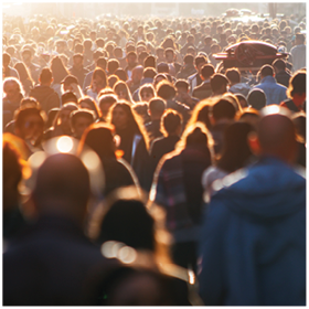 Blurred crowd of unrecognizable at the street